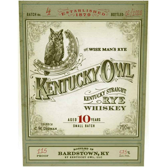 Kentucky Owl 10-Year-Old Batch #4 Straight Rye Whiskey